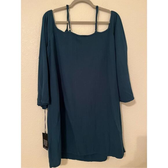 NWT Michael Lauren Gillis Bell Sleeve Dress in Tidepool - Picture 6 of 7